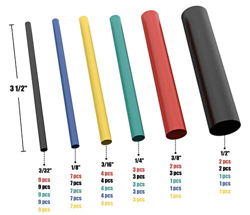 130 Pc. Dual Wall Adhesive Marine Heat Shrink Kit - 3:1 Shrink Ratio - Multi-Color #TOP2