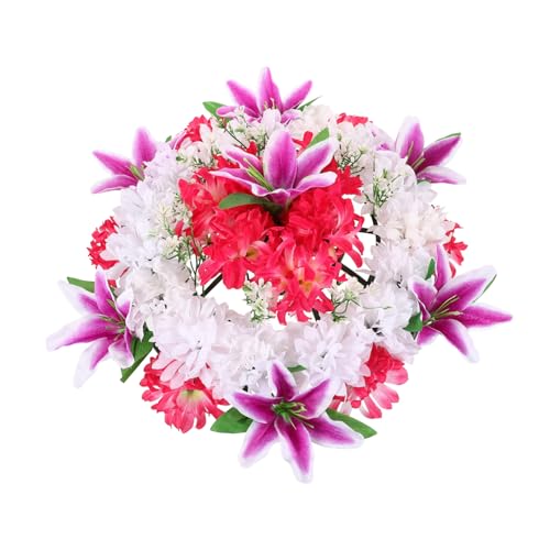 Cabilock Couronne De Deuil Artificielle Guirlande De Sacrifice Taille Moyenne Matériau Synthétique Couleur Aléatoire Décoration Funéraire Cimetière Cérémonie Commémorative