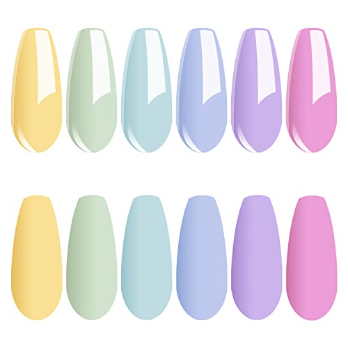 Vishine Gel Nail Polish Kit,Spring Creme Collection Nail Art 6 Colors Pastel Bright Yellow Mint Teal Blue Lilac Pink Soak Off Nail Lamp Gel Polish Set Manicure 8Ml #TOP4