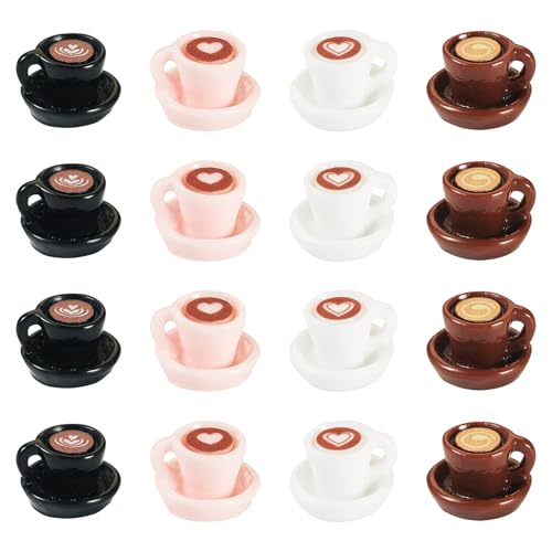 Cheriswelry 40pcs Mini Coffee Cups Resin Coffee Miniature Ornaments Drink Tableware Coffee Mug Food Kitchen Decoration Set 15.5x16.5 mm for Garden Dollhouse Decorations