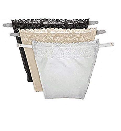 Brachy Women's Lace Cleavage Cover Insert Coverlet Panels Cami Camisole Design, Black, White, Beige, Free Size- Set of 3 BCA_CAMITECHA02