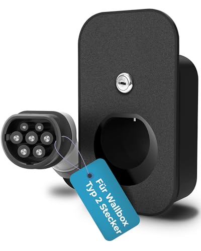 Parkwächter E1 Kabel-Organizer für Wallbox mit Schloss, Docking-Station für EV Ladekabel-Stecker Typ 2, Kabel-Wandhalter, E-Auto Kabelhalter, Kindersicherung und Diebstahlsicherung (Schwarz)