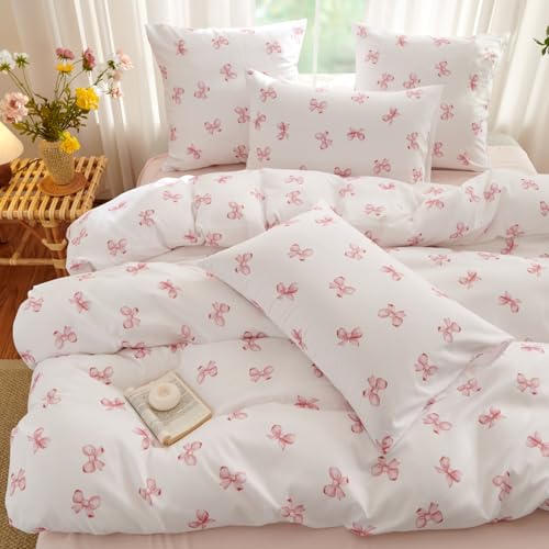 Tospass Schleife Bettwäsche 200x220 Rosa Schleifen Mädchen Bettwäsche Set – Ansicht 3