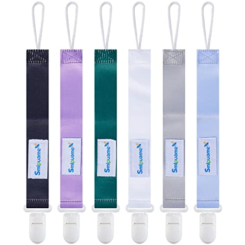 Image of Smlpuame Pacifier Clip for Baby Boys Girl,6 Pack Stylish Binky Clips Strap,Paci Holder with Clips Universal Lightweight Fits Most Pacifiers Teeher Toy Teething Ring Soothie,Baby Gifts(Cool Color)