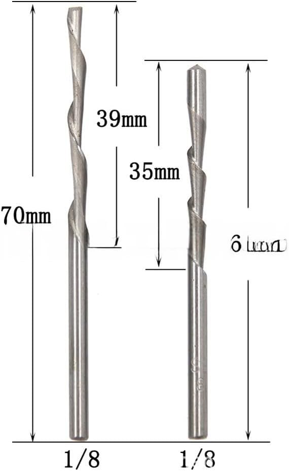 Left Hand Spiral Router Bits 2PC 3.175mm for Woodworking with High Speed Steel Material, Suitable for CNC Machines and Hand Routers for Precise Edge Carving
