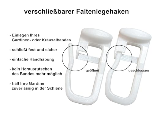 Faltengleiter/Gardinenhaken mit Flachkopf 11x9mm, Kunststoff, weiß (100 Stück)
