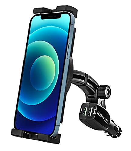 woleyi Cigarette Lighter Car Phone Mount [Dual USB Charger] Fast Charging Cig Lighter Cell Phone Holder Phone Holders for Your Car for iPhone Air 17 Pro Max 16 15 14 13 12 Plus S25 All Smartphones