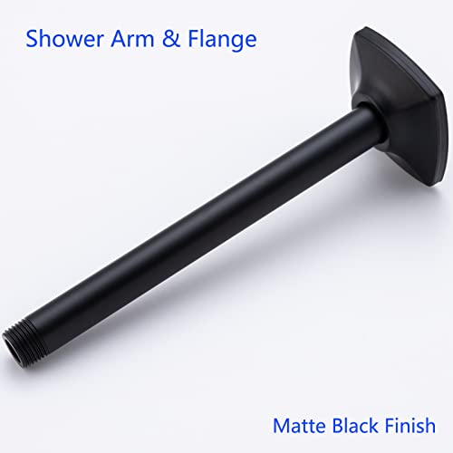 SWHYGER 8 Inch Ceiling Mount Shower Arm and Flange,Straight Arm Ceiling-Mounted Matte Black,SW-91038-8MB. by SWHYGER - Used condition - Image 6