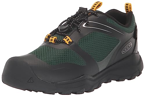 KEEN Unisex-Child Wanduro Low Height Waterproof Easy On Durable Hiking Sneakers, Black/Greener Pastures, 5