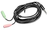 Long (6-ft) Combo Audio Adapter, 2 x 3.5mm 3-Pole Female to 1 3.5mm 4-Pole Male, Compatible with PC...