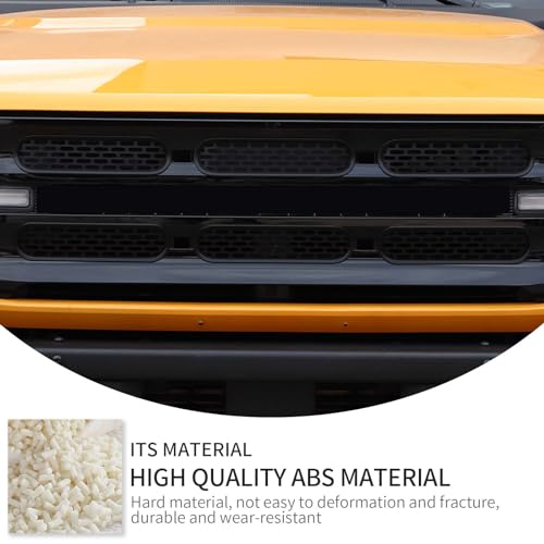Image of Linskip Oval Grille Inserts Fit for 2021-2025 Ford Bronco, Front Mesh Grille Cover for Bronco Exterior Accessories, Enhancing Vehicle Front Appearance(matt black)