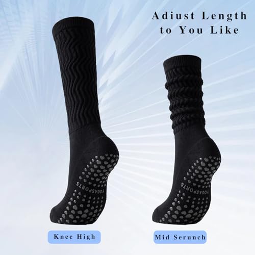 Scrunch Pilates Grip Socks for Women, Yoga Slouch Socks with Grip for Dance Gym Exercise2