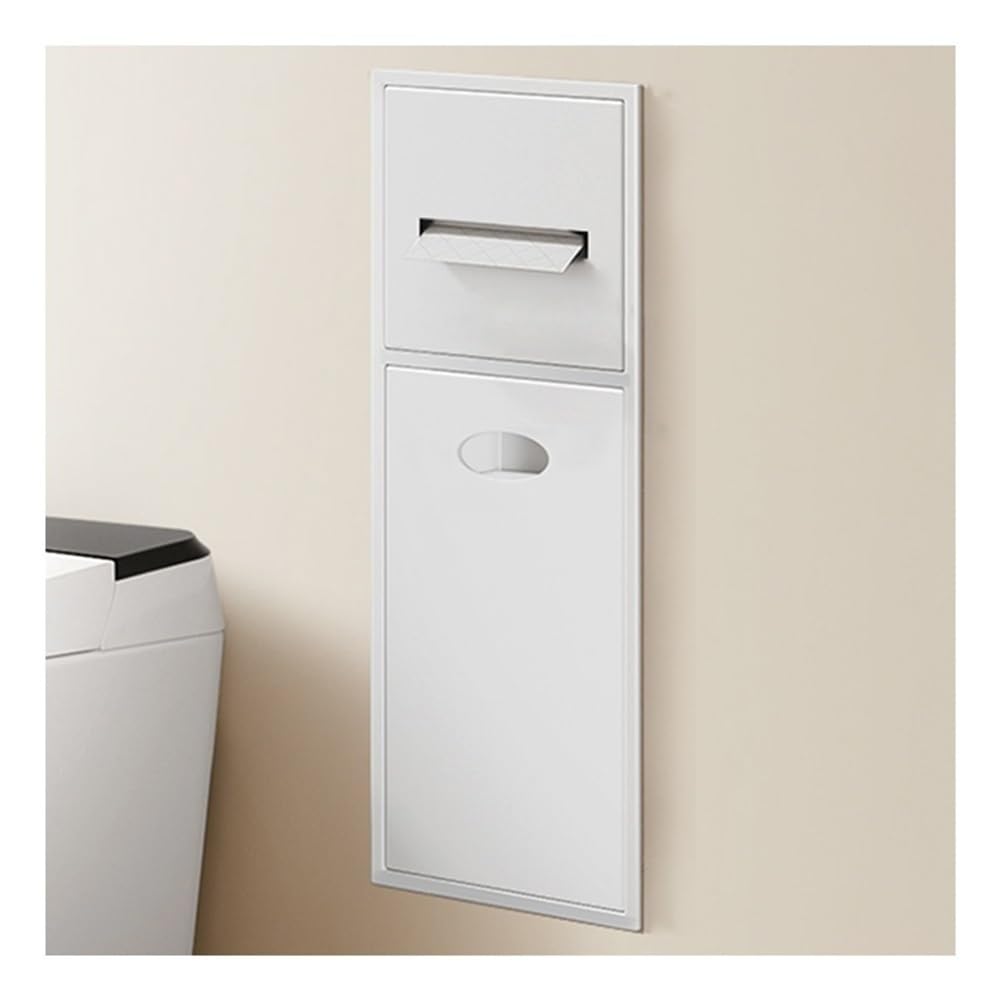 QUSYZD Modern Stainless Steel Shower Niche with Double Shelves and Trash Can Recessed Wall Niche for Bathroom Storage No Tile Needed,Grey-60x28x13.5cm,White-52x20x13.5cm