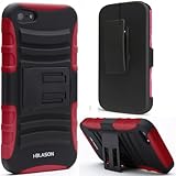 i-Blason Apple iPhone 5C Prime Series Dual Layer Holster Case with Kick Stand and Locking Belt Swivel Clip (Red)