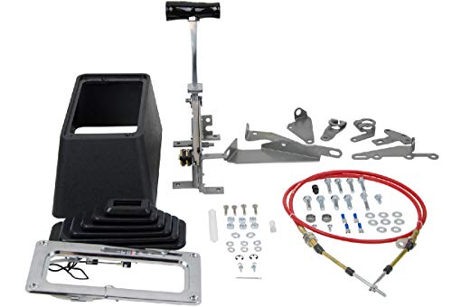 B&M Automatic Detent Sport Shifter,Universal 3 & 4 Speed,Chrome Plated With Black T-Handle & Console,Compatible With Gm Th400,350,250,200,700R4,4L60,4L60E,4L65E,4L80E Auto Transmissions #TOP1