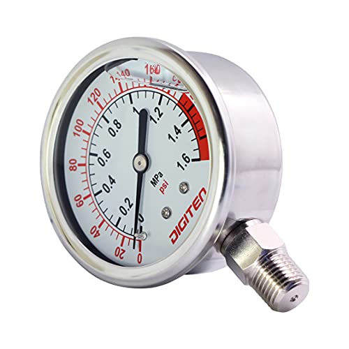 Digiten 3/8" Water Pressure Gauge Meter 0-1.6Mpa 0-220Psi For Reverse Osmosis System Pump ¡­ #TOP2