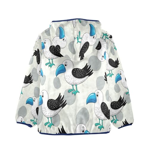 Cute Booby Birds Toddler Fleece Jacket Girl Boys Hooded Fleece Jacket Coat Warm Outwear Zip-up 3-10T2