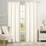 Picture of Ronaldecor Natural Linen Curtains for Living Room Tassel Border Semi Sheer Boho Curtain Panels Light Filtering Linen Textured Window Treatments Set,2 Panels 40 x 95 Inches，Rod Pocket