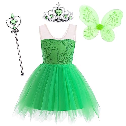 Lito Angels Baby Girls Green Fancy Fairy Dress Halloween Costume with Wings and Accessories