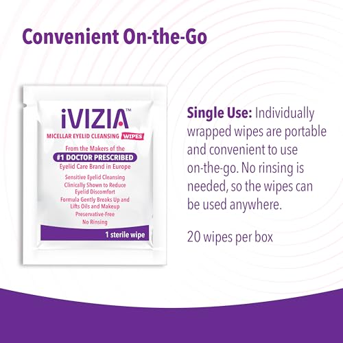 image for iVIZIA Eyelid Cleansing Wipes for Sensitive Eyelid Cleansing, Preserva