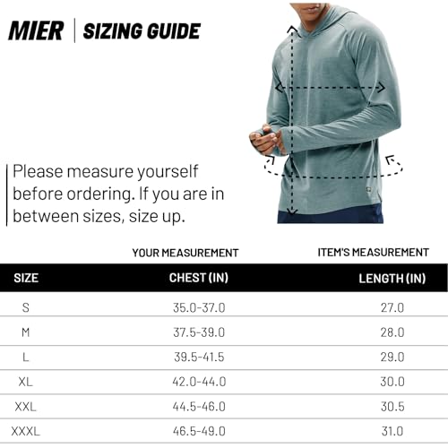 Mier 20500218-305 Men'S Long Sleeve Hiking Shirts Upf 50+ Sun Protection Fishing Hoodie Spf Uv Running Workout Hooded T-Shirt thumb #5