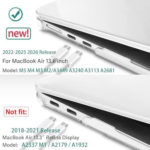 May Chen Case for MacBook Air 13/13.6-inch (M5/M4/M3/M2, 2022-2026 Models A3449 A3240 A3113 A2681), Lightweight | Closes Seamlessly | Ideal for Work Hard Shell Case, Crystal Clear by May Chen - Image 3