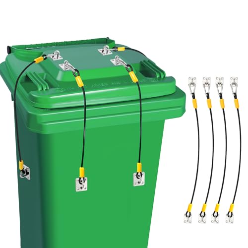 4 Pcs Trash Can Lid Lock for Animal, Bear Proof Trash Can Locks, Universal Outdoor Heavy Duty Garbage Bin Lock for Raccoon, Easy to Install by Suohanfei - Used condition - US$18.39