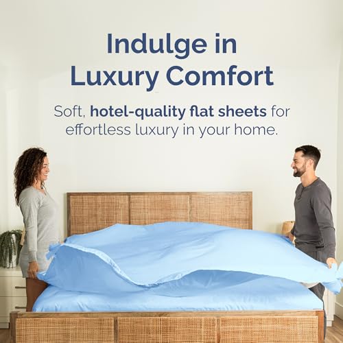Drap plat Twin bleu clair linge de lit simple CGK Unlimited - 3