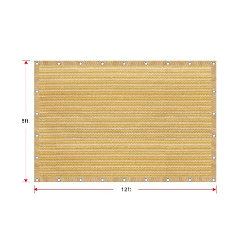 Shatex 90% Shade Fabric 8X 12ft Sun Shade Cloth with Grommets for Pergola Cover Canopy Wheat, 12 Bungee Balls - Thumbnail 3