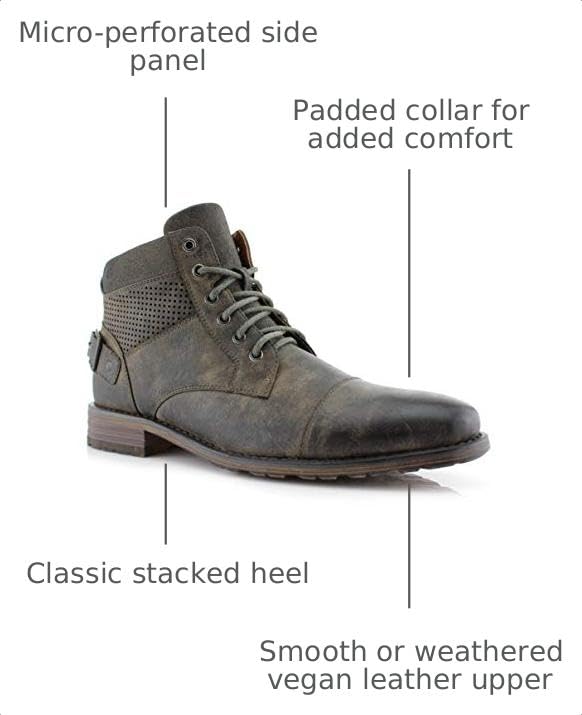 Image of Polar Fox Men's Casual Cap-Toe Ankle Boot Collection | Lace-Up Work, Combat, and Chukka Styles