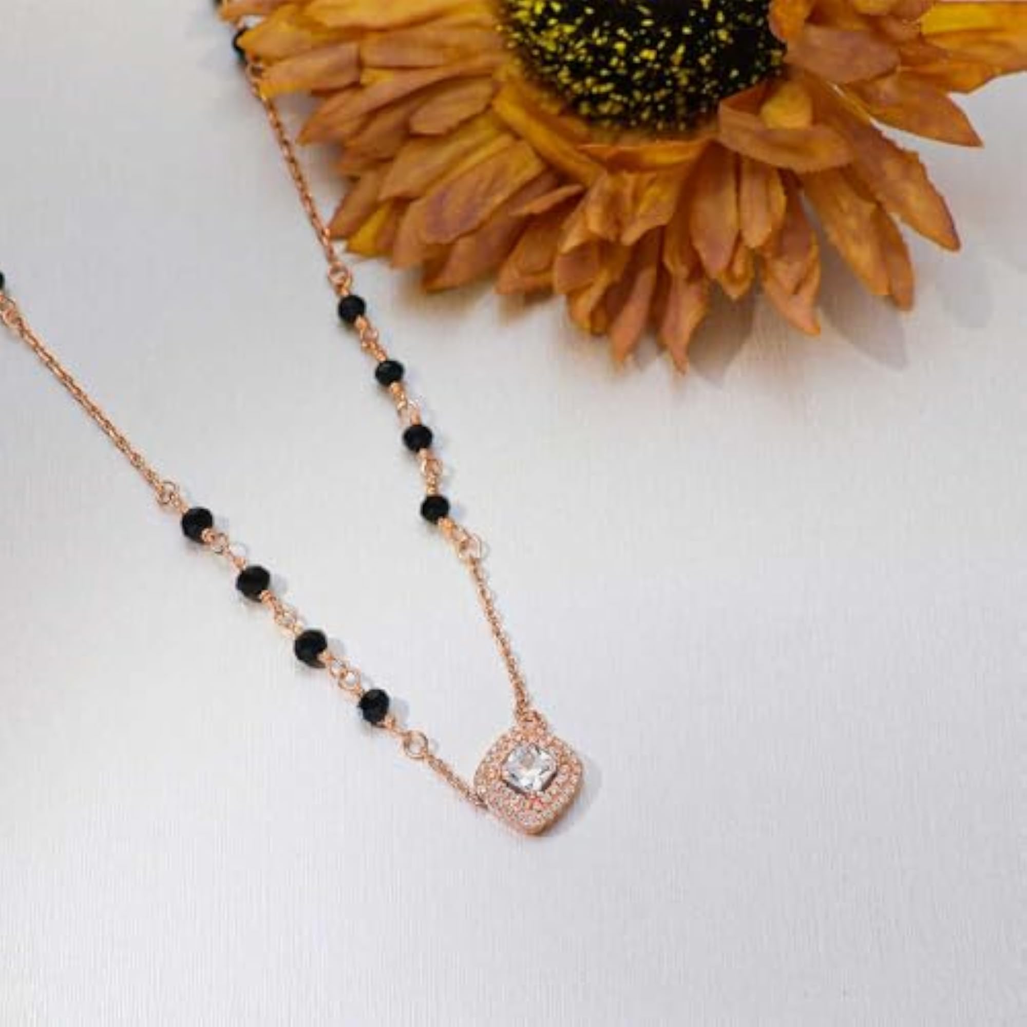 Women's 925 Sterling Silver Rose Gold Tanmaniya Necklace