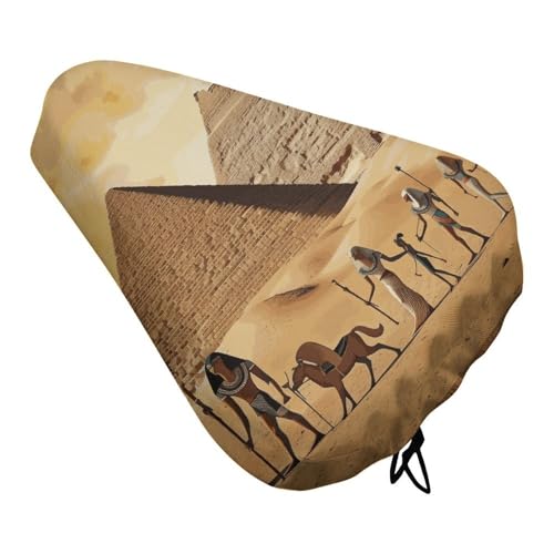 Ancient Egypt Bike Seat Cover for Men Women, Waterproof & Dustproof Bike Seat Cushion with Drawstring, Adjustable Bicycle Saddle Cover for Or Rain & Sun Protection