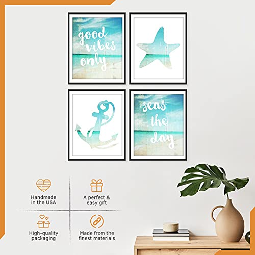 Beach Art Prints - Good Vibes Only (Set Of 4) - Unframed - 8X10S #TOP4
