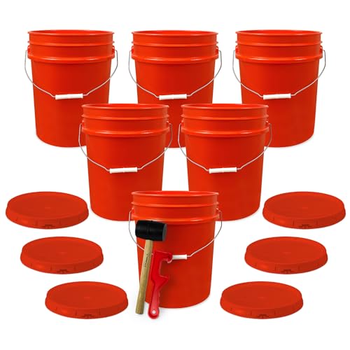 5 gal plastic bucket with airtight lid, USA made