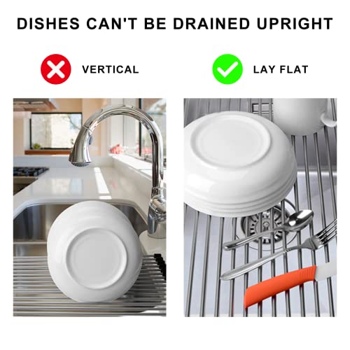 Nilehome Roll Up Dish Drying Rack, Sink Drying Rack Over Sink Dish Drying Rack 304 Stainless Steel Foldable Drain Rack For Kitchen Sink Counter Utensils Vegetables And Fruits (17.5''X13.4'')，Black #TOP3