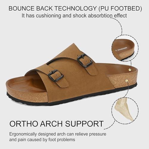 Image of Centrino Men's Berkin-Style Slip-On Sandals | Open Toe Design | Soft PU Footbed | Lightweight & Comfortable | Arch Support | On-Grip Sole | Casual Outdoor Wear (6866)