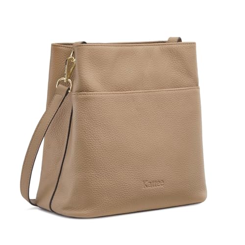 Image of Kattee Leather Handbags for Women 2026, Soft Shoulder Tote Crossbody Purses Bucket Bags with 2 Detachable Straps