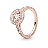 PANDORA Vintage Circle Ring - Layering or Stackable Ring - Rose Gold Ring for Women - Gift for Her - 4K Rose Gold-Plated Rose