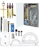 Mr. Pen- Geometry Set, 15 pcs, Gold, 6 Inch Swing Arm Protractor, Divider, Set Squares, Ruler, Compasses and Protractor