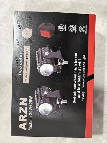 Image of ARZN Freshlug Mini Steel Gunspotlight, Two Color, 20W+20W, Paving and Low Beam, Switch Between High Beam and Low Beam