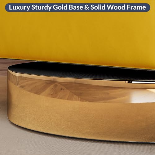 Image of BELLEZE Swivel Barrel Accent Chair Set of 2, Modern Upholstered Arm Comfy Velvet Curved Back Round Chair with Gold Base Wood Frame, 360 Degree for Living Room Bedroom Office,Yellow