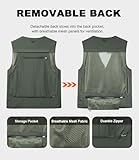 KTWOLEN Herren Anglerweste Sommer Leicht Schnelltrockenweste Funktionsweste Outdoor Fotografie Hundesport Weste Ärmellos Safari Weste mit Viele Taschen, Grün, 3XL