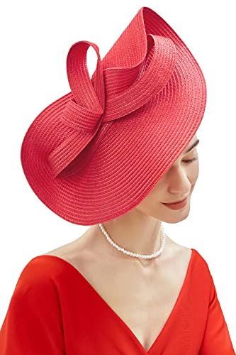 Babeyond Wide Brim Fascinator Hat (Red) #TOP20