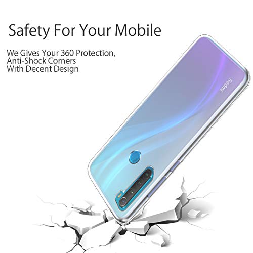 Image of Fashionury Crystal Clear Case for Redmi Note 8 | Yellowing Resistance | Transparent TPU Silicone | Raised Camera Lips | Slim Transparent Cover
