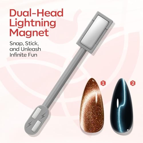 modelones Cat Eye Magnet for Nails, 3-in-1 Red Cateye Gel Polish Magnet Pen & Heart-Shaped Magnet & Ball &Hole &Lightning Magnet Multi-Effect Magnets for Mother's Nail Art Lovers DIY Salon