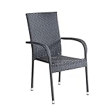  Wholesaler GmbH LC Garden »Lübeck« Stapelstuhl schwarz Armlehnstuhl Balkonstuhl