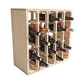 Box and beyond - Range-Bouteilles - 53 x 25 x 53 cm - Bois - 5 Etagères - pour 25 Bouteilles - Modulable - Empilable - Porte-Bouteilles - Rangement, Stockage - Garage, Cave, Cuisine - Style Naturel