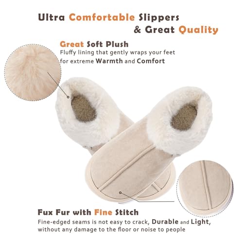 Women's Slippers Fluffy Memory Foam Suede Slippers Winter House Shoes Indoor and Outdoor (Black, Adult, Women, 13, Numeric Range, US Footwear Size System, 14, XX-Wide)4