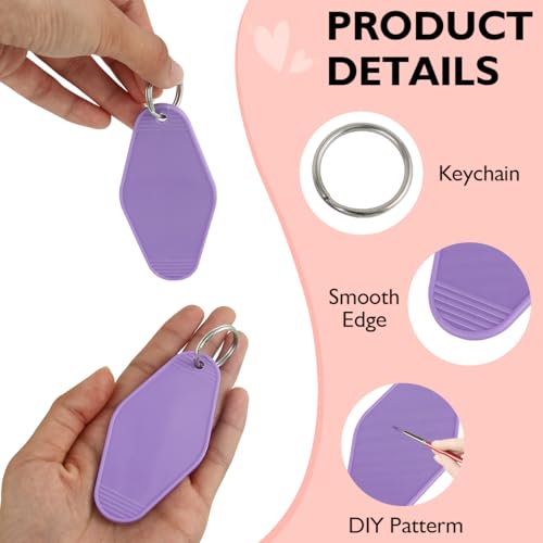 20 PCS Hotel Keychain Blanks, 5 Color Rainbow Plastic Rhombus Motel Keychains for DIY, with Keyrings