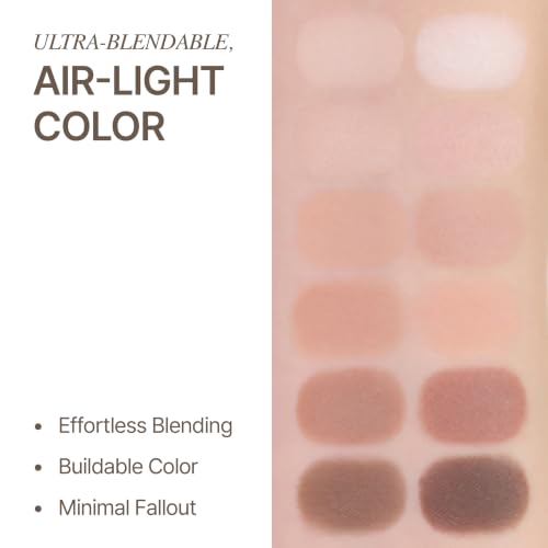 Image of CLIO Pro Eye Palette Air, 12-Color All Matte Eye Shadow, Air-Fit Pigmented Buildable Color, Low Fallout, Soft Brown Neutral Tone for Daily Makeup, Korean Heritage Edition (M21 MOGAMJU LIBRARY)